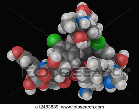Stock Illustration - Vancomycin drug molecule. Fotosearch