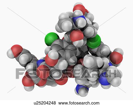 Stock Illustration - Vancomycin drug molecule. Fotosearch