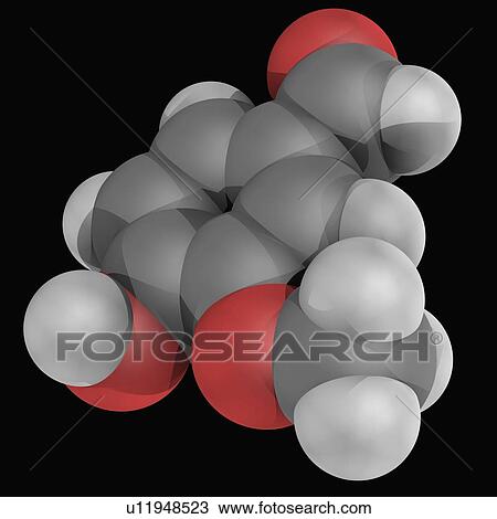 Drawing - Vanillin molecule. Fotosearch