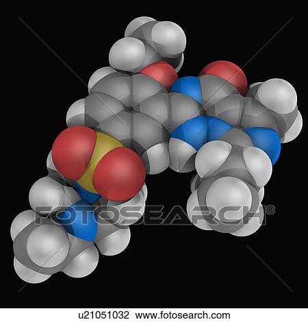 Drawing - Vardenafil drug molecule. Fotosearch