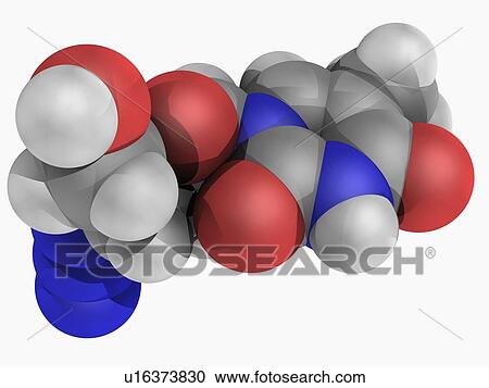 Clipart - Zidovudine drug molecule. Fotosearch