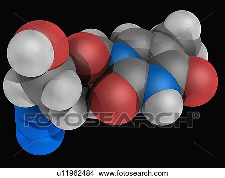 Stock Illustration - Zidovudine drug molecule. Fotosearch