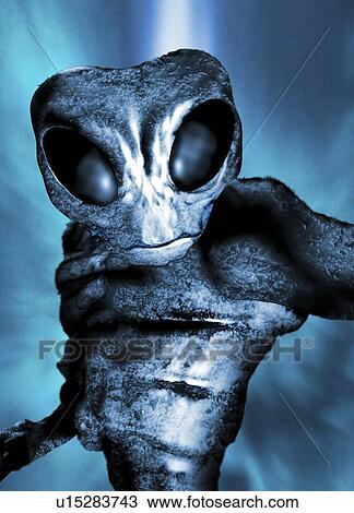 Alien, artwork View Large Illustration Drawing - Alien, artwork. Fotosearch