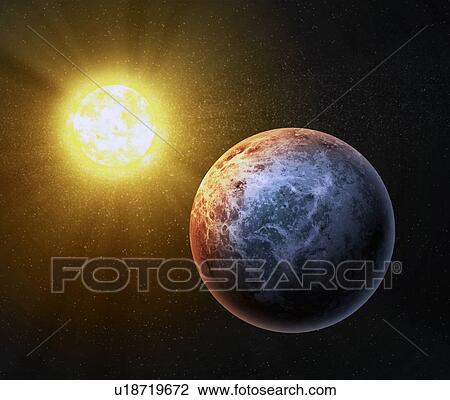 Alien planet, artwork View Large Illustration Drawing - Alien planet, artwork. Fotosearch