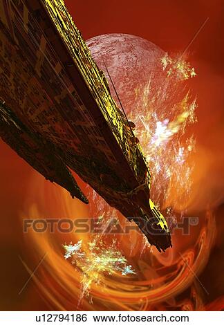 Alien spaceship, artwork View Large Illustration Stock Illustration - Alien spaceship, artwork. Fotosearch