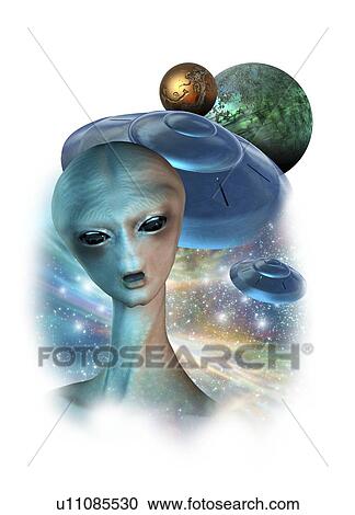 Clipart - Aliens, artwork. Fotosearch