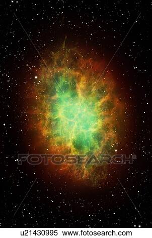 Stock Illustration - Artwork of the Crab Nebula M1. Fotosearch