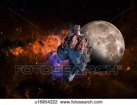 Asteroid mining, artwork View Large Illustration Drawing - Asteroid mining, artwork. Fotosearch