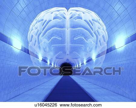 Stock Illustration - Brain in Tunnel, psychological state. Fotosearch