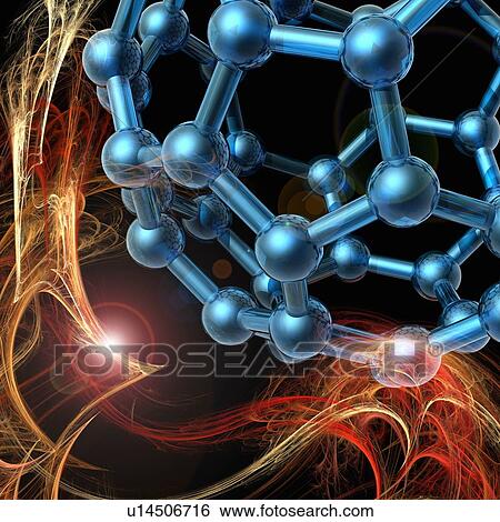 Stock Illustration - Buckyball molecule, artwork. Fotosearch