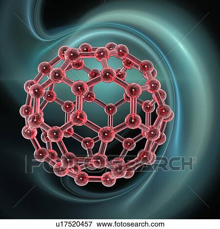 Stock Illustration - Buckyball molecule, artwork. Fotosearch