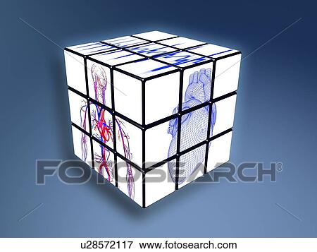 Stock Illustration - Cardiovascular system on Rubik's cube. Fotosearch