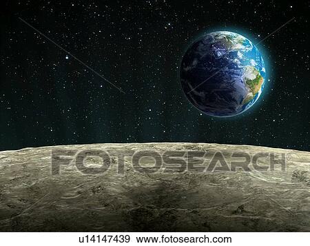 Earthrise from the Moon, artwork View Large Illustration Stock Illustration - Earthrise from the Moon, artwork. Fotosearch