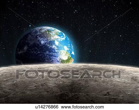 Earthrise from the Moon, artwork View Large Illustration Stock Illustration - Earthrise from the Moon, artwork. Fotosearch