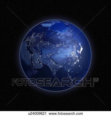 Eurasia at night, artwork View Large Illustration Clip Art - Eurasia at night, artwork. Fotosearch