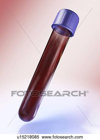 Stock Illustration - Medical test tube with blood, artwork. Fotosearch