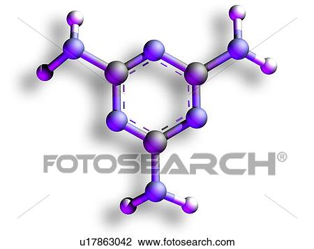 Drawing - Melamine, molecular model. Fotosearch