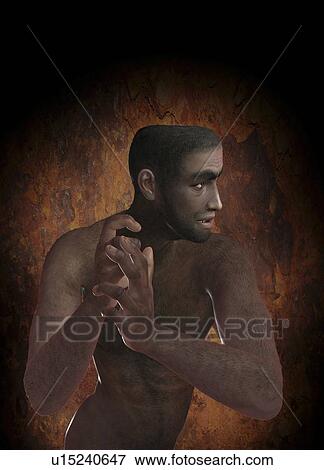 Neanderthal man, artwork View Large Illustration Stock Illustration - Neanderthal man, artwork. Fotosearch