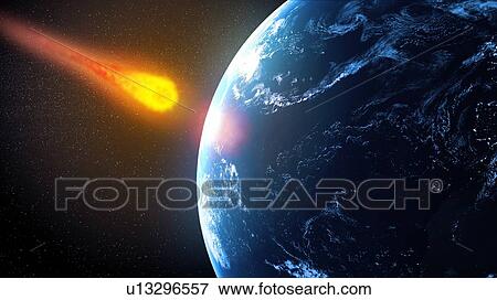 Stock Illustration - Near-Earth asteroid, artwork. Fotosearch