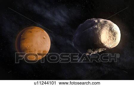 Phobos and Mars, artwork View Large Illustration Clip Art - Phobos and Mars, artwork. Fotosearch
