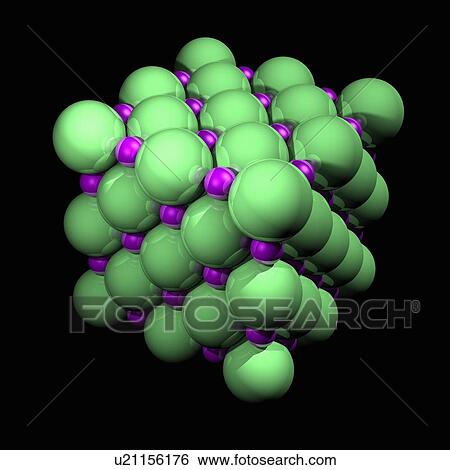Stock Illustration - Sodium chloride structure, artwork. Fotosearch