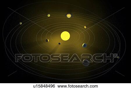 Solar system, artwork View Large Illustration Stock Illustration - Solar system, artwork. Fotosearch