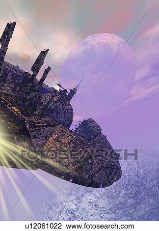 Spaceship, artwork View Large Illustration Drawing - Spaceship, artwork. Fotosearch