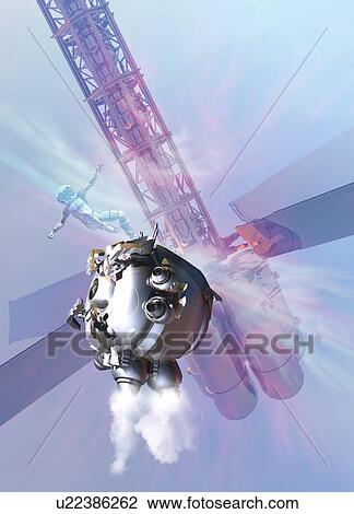 Spacewalk, artwork View Large Illustration Drawing - Spacewalk, artwork. Fotosearch