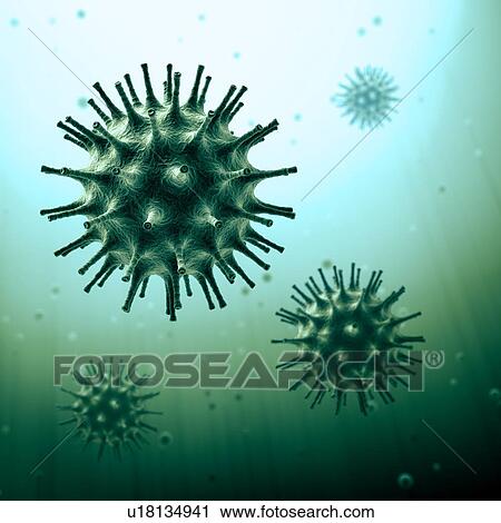 Clip Art - Virus particles, artwork. Fotosearch