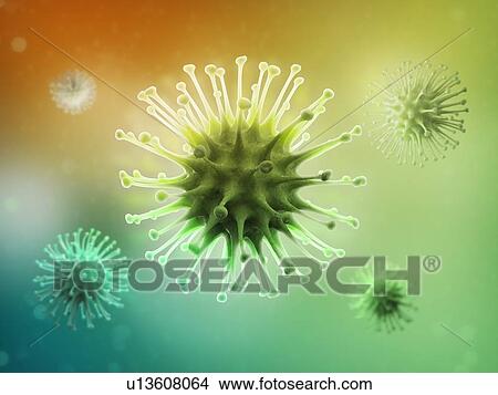 Virus particles, artwork View Large Illustration Stock Illustration - Virus particles, artwork. Fotosearch