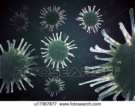 Virus particles, artwork View Large Illustration Stock Illustration - Virus particles, artwork. Fotosearch