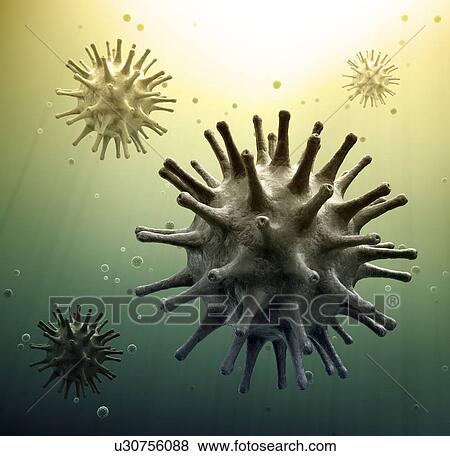 Stock Illustration - Virus particles, artwork. Fotosearch