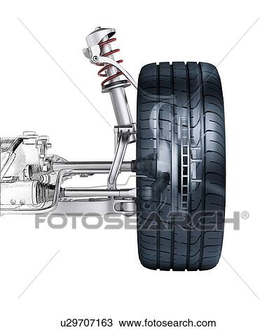Car suspension, artwork View Large Illustration Drawing - Car suspension, artwork. Fotosearch