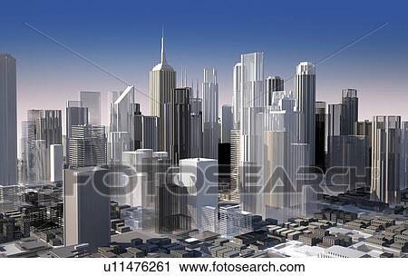 Cityscape, artwork View Large Illustration Clip Art - Cityscape, artwork. Fotosearch