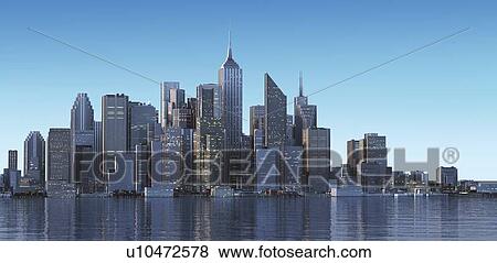 Stock Illustration - Cityscape, artwork. Fotosearch