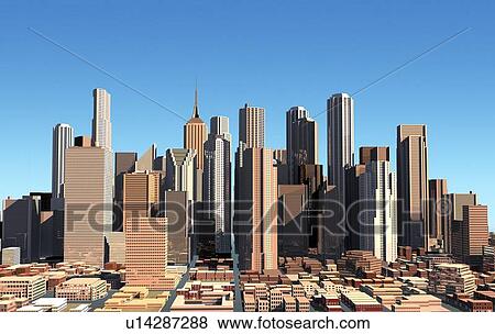 Stock Illustration - Cityscape, artwork. Fotosearch