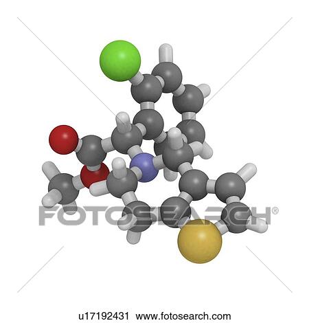 Clip Art - Clopidogrel anti-clotting drug molecule. Fotosearch