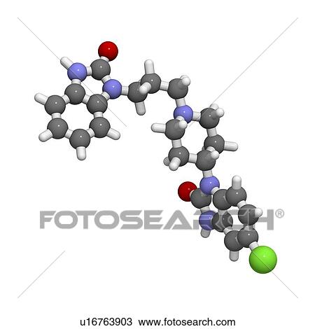 Drawing - Domperidone anti-sickness drug molecule. Fotosearch