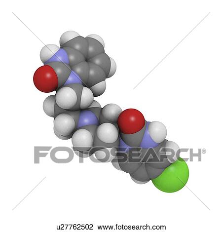 Drawing - Domperidone anti-sickness drug molecule. Fotosearch