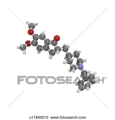 Drawing - Donepezil Alzheimer's drug molecule. Fotosearch