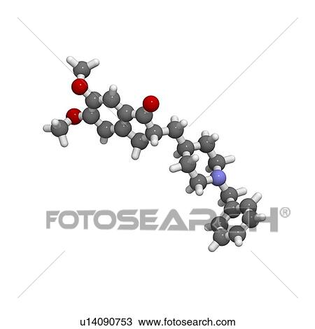 Drawing - Donepezil Alzheimer's drug molecule. Fotosearch