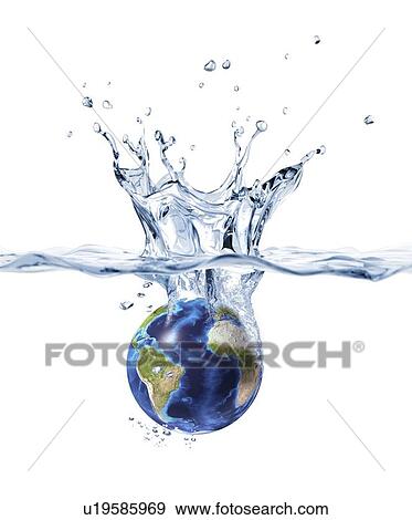 Stock Illustration - Drowning Earth, conceptual artwork. Fotosearch