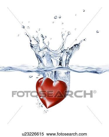 Stock Illustration - Heart in water, artwork. Fotosearch