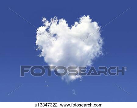 Heart-shaped cloud, artwork View Large Illustration Drawing - Heart-shaped cloud, artwork. Fotosearch
