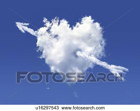 Drawing - Heart-shaped cloud, artwork. Fotosearch