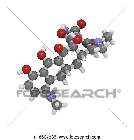 Stock Illustration - Minocycline antibiotic molecule. Fotosearch