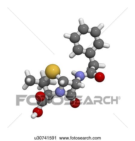 Penicillin G molecule View Large Illustration Clip Art - Penicillin G molecule. Fotosearch