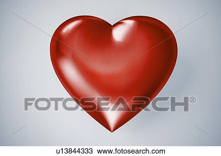 Drawing - Red heart, artwork. Fotosearch
