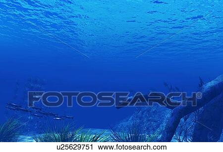 Clip Art - Underwater scene, artwork. Fotosearch