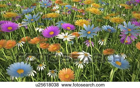 Wildflower meadow, artwork View Large Illustration Stock Illustration - Wildflower meadow, artwork. Fotosearch